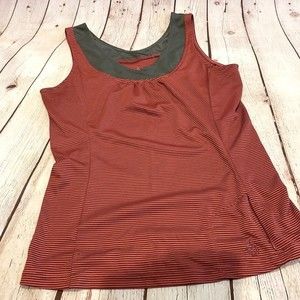 Isis for Women Workout Coral/Gray Poly Striped Athletic Tank Top